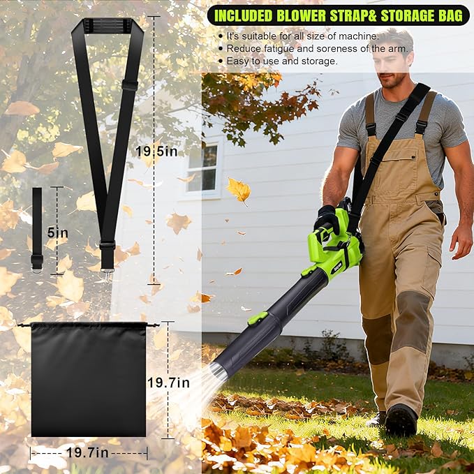 Leaf Blower Cordless,Electric Leaf Blower with 2 4.0Ah Battery Powered and Fast Charger, Lightweight Cordless Blowers for Spring Lawn Care and Dust,6 Speed Control