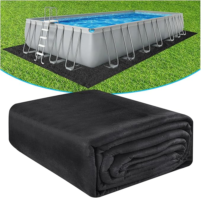 AquaJoyer 11' x 7.5' Rectangle Thicker Heavy Duty Pool Liner Pad for Above Ground Pool, Pool Padding Underlayment for Pool Bottom, Protects Pool Prevents Punctures Weed Barrier Comfortable underfoot