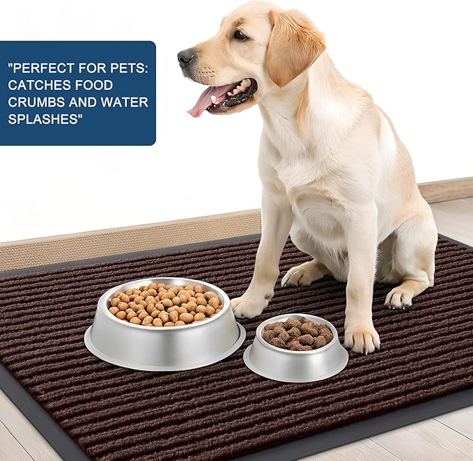 OLANLY Front Door Mat Indoor Outdoor Entrance, 2-Pack 59 x 34 Inch, Waterproof Heavy Duty Doormat, Fade Resistant, Low Profile, Easy Clean Patio Porch Welcome Floor Mats for Entry, Brown