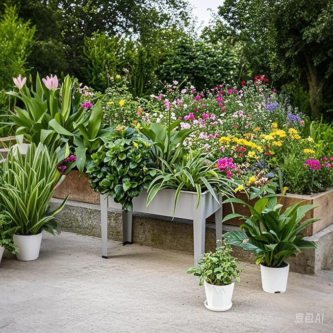 Raised Garden Bed, Garden Raised Planter Box with Legs, Galvanized Garden Planter for Herbs and Vegetables, 24" Grey