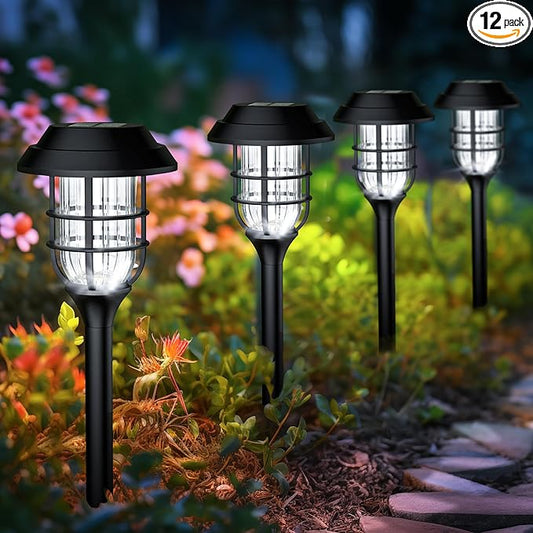 SOLPEX Solar Pathway Lights Waterproof Outdoor Lighting, 12 Pack Cold White | IP44 Waterproof, 8-12H Runtime, Auto On/Off, Tool-Free Install, Yard/Garden/Pathway/Patio/Walkway/Driveway