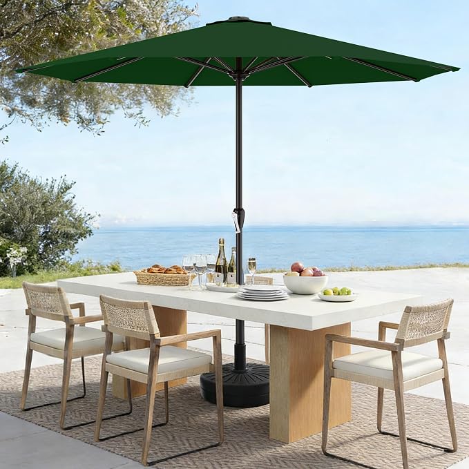 AreShark 12 FT Patio Umbrella for Outdoor, Outdoor Table Umbrella with Push Button Tilt and Crank, Outdoor Patio Umbrellas with 8 Sturdy Ribs, Patio Umbrellas for Market, Garden, Pool (Dark Green)