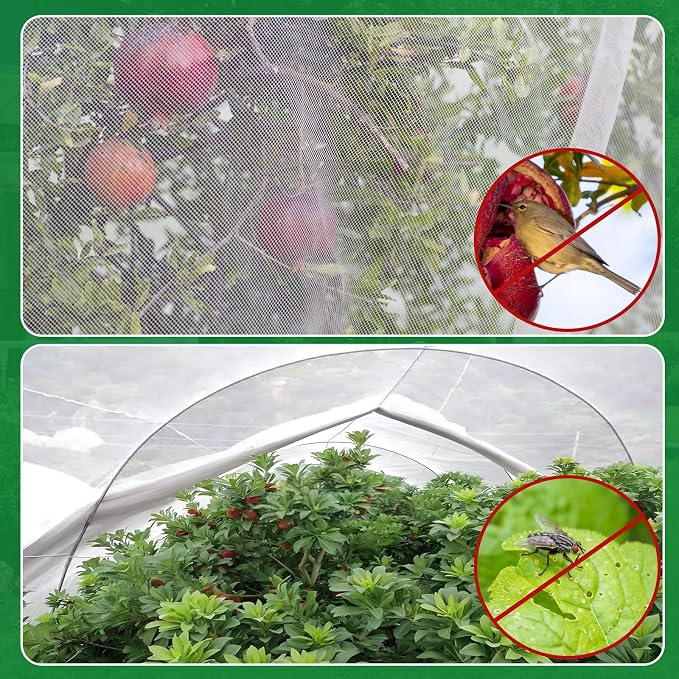 NONMON Garden Netting, 2 Pack 10x33Ft Ultra Fine Mesh Insect Netting Pest Barrier Protection Plant Row Cover Mosquito Netting for Vegetable Fruits Blueberry Bushes Flowers Crops Raised Bed