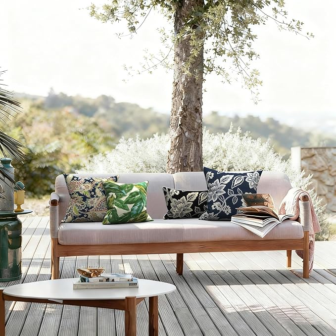 LVTXIII 2 Pack Outdoor Pillow Covers ONLY 18x18 Inch, Water-Repellent Square Decorative Cushion Covers for Patio Furniture, Garden, Sofa, Paisley Bloom