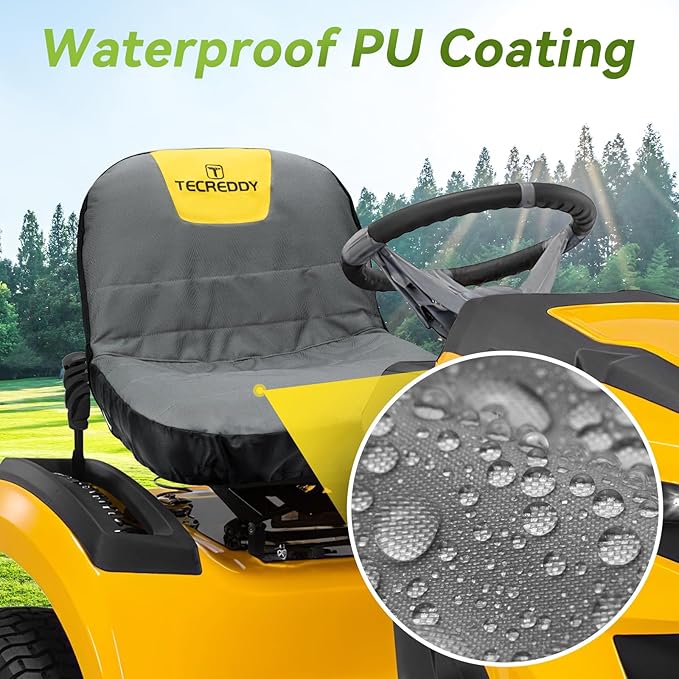 Lawn Mower Seat Cover, Weatherproof Heavy Duty Tractor Seat Cover Compatible with Husqvarna Craftsman Toro John Deere Cub Cadet Riding Lawn Mower Tractor, Medium