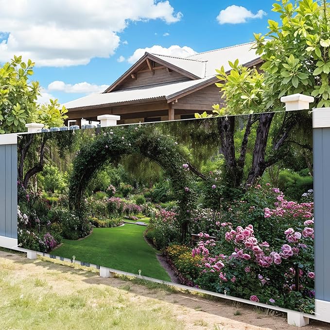 7 * 16FT Summer Garage Door Cover Decorations Sunset Palm Trees Garage Door Banner for Outdoor Indoor Summer Party Photography Backdrop (Green leaf arch, 7 * 16 ft)