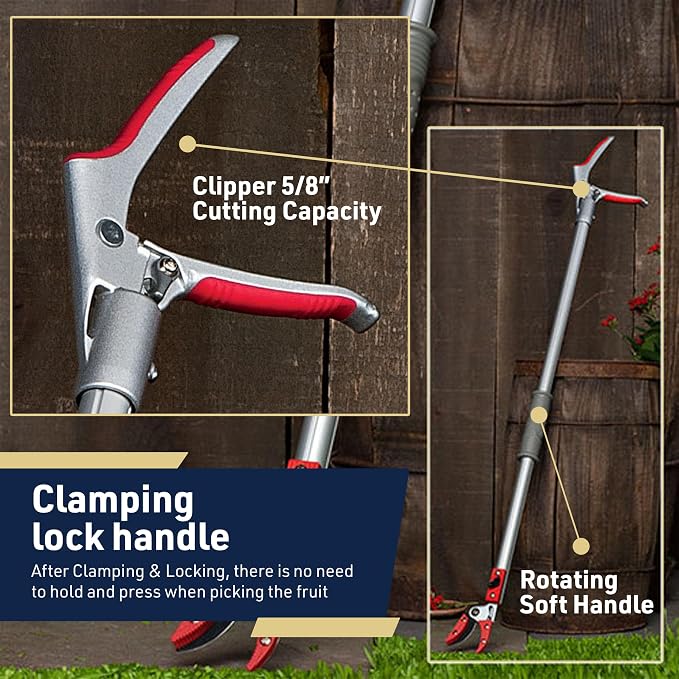 Kings County Tools 30-Inch Long-Reach Bypass Pruner | Rotating Cutter Head | Ergonomic Handle | Adjustable Grip Positions | Arborist Yard and Garden Tool | Made in Italy