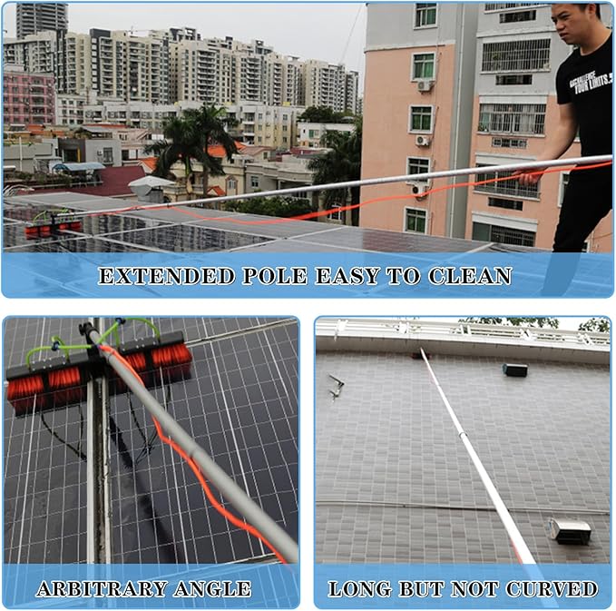 Water Fed Pole Kit Adjustable Solar Panel Cleaning Kit Cleaner Tool for Window Glass Roof Outdoor Glass Brush Window Washing Equipment (26FT)