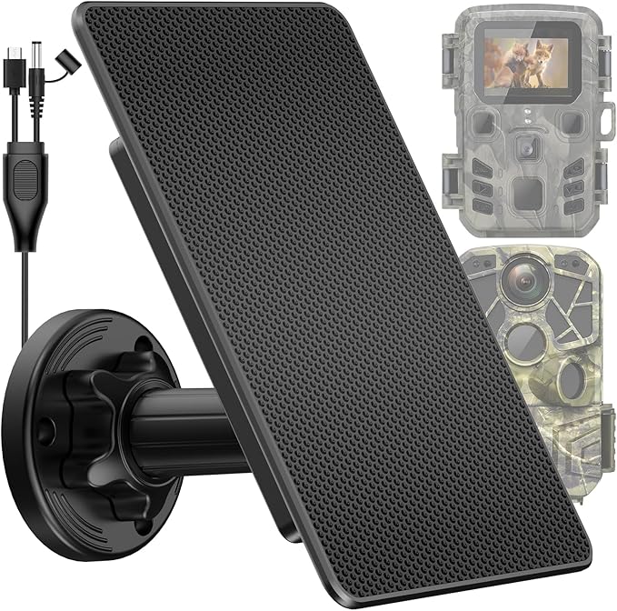 Trail Camera Solar Panel, Trail Camera Solar Panel with Built-in 5000mAh Large-Capacity Rechargeable Battery - Output 5V/6V, IP66 Waterproof Hunting Accessory Game Cameras Solar Charger