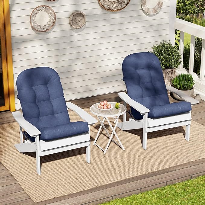 Crestlive Products Adirondack Chair Cushion Outdoor Rocking Chair Cushions Water & Fade Resistant 50x20x4 Inch High Back Patio Chair Cushions Set of 2 Thick Patio Replacement Cushion, Sky Blue
