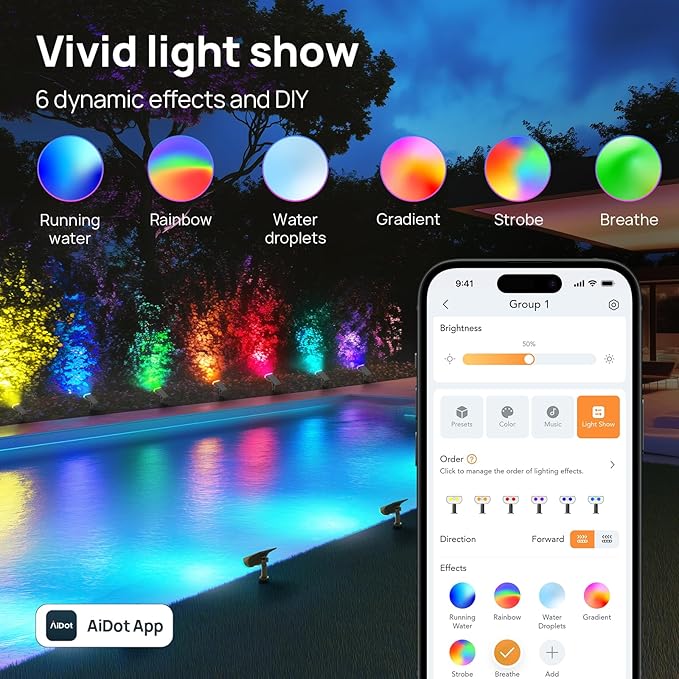 Linkind Smart Solar Lights Outdoor SL5 with Motion Sensor, APP Control Color Changing Solar Spot Lights Outdoor Waterproof, IP65 Landscape Lighting for Yard, Garden, Patio, Path(2 Pack)