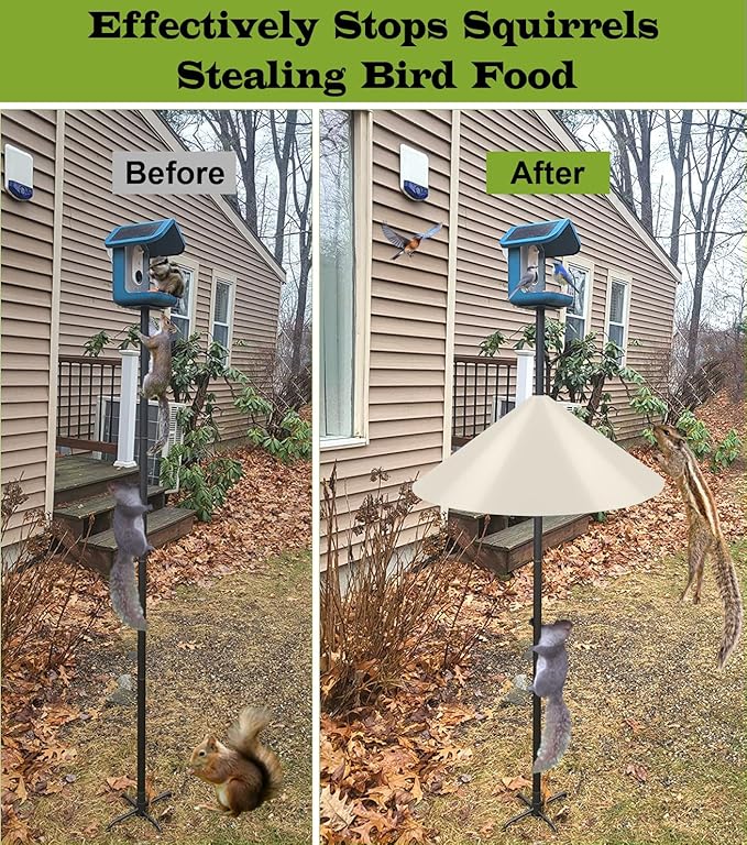 19 Inch Wide Squirrel Baffle for Bird Feeder Pole, Outside Pole Mount Stopper & Bird House Guard for Outdoor Shepherd’s Hook, Beige, 1 Pack