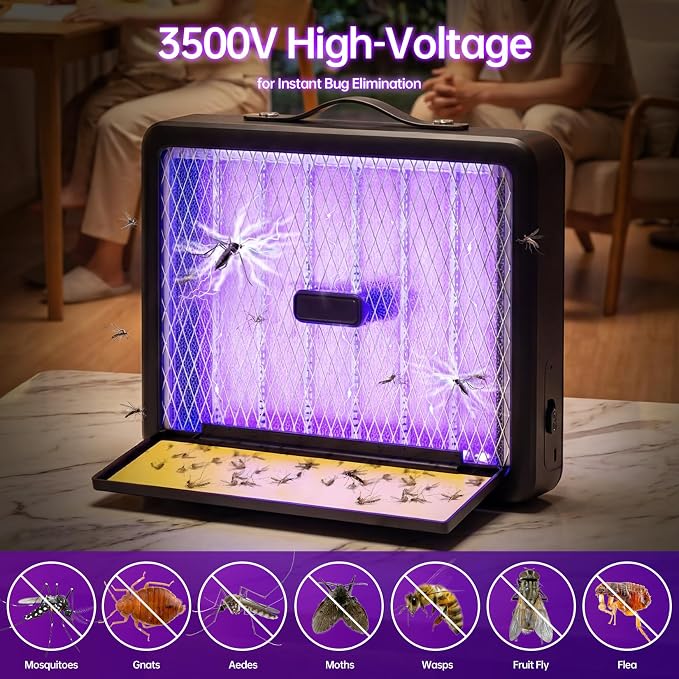 Electric Bug Zapper Indoor Outdoor, 3500V Mosquito Zapper with Powerful Grid, Fly Zapper Insect Killer for Patio, Yard, Home, Kitchen, Camping