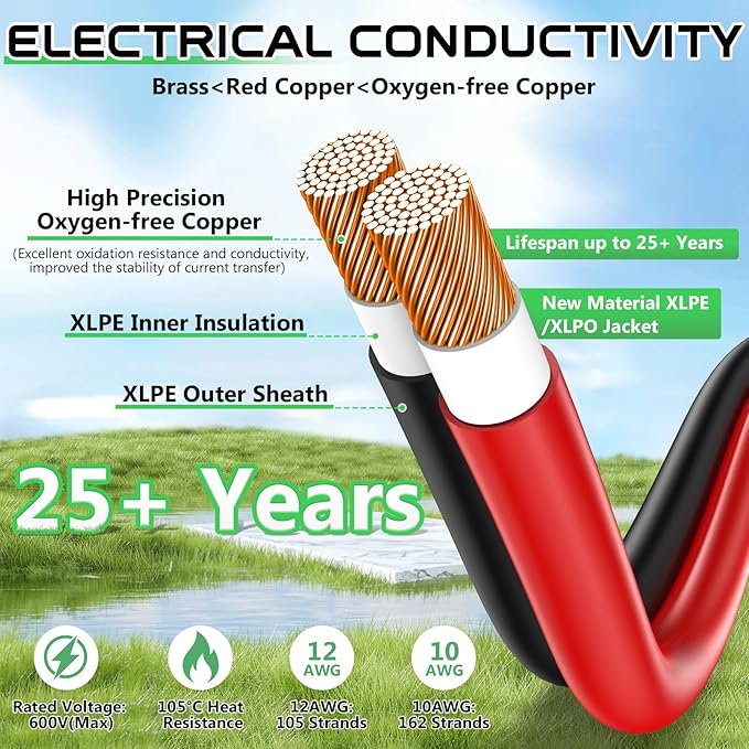 Vansdon Solar to XT60i Extension Cable 10AWG 10FT XT60i Female to Male Connector for RV Foldable Solar Panel, Portable Power Station, Solar Generator