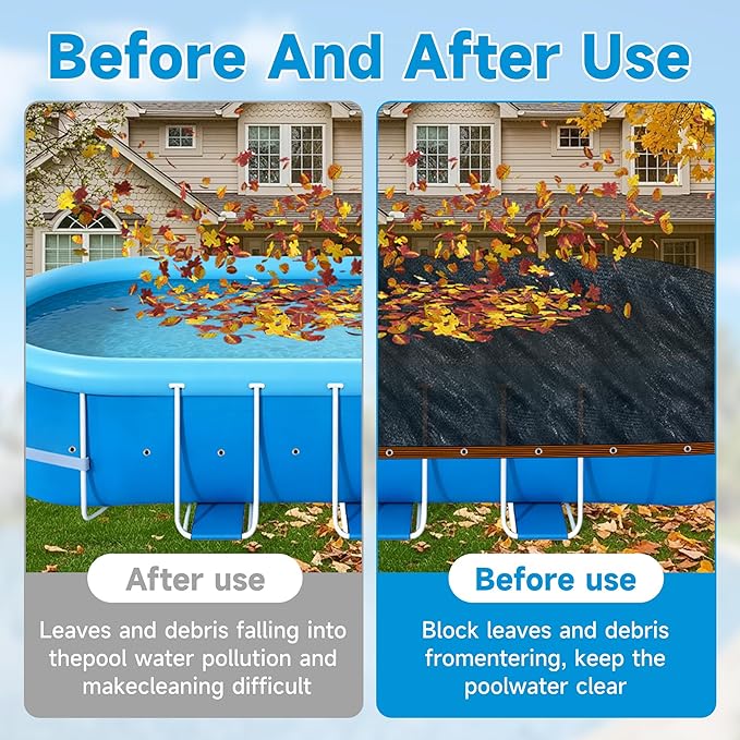 20x40 Ft Pool Leaf Net Cover for Inground Pools/Above Ground, Durable Black Mesh Swimming Pool Leaf Net Cover with Rope for Leaves and Debris, Tear Resistant, UV Resistant, and Reatherproof