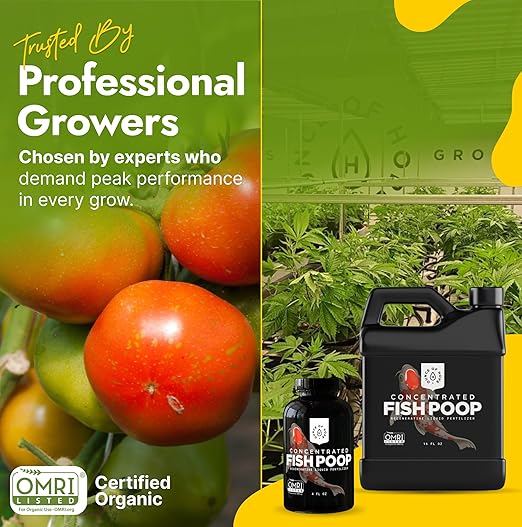 OMRI Listed Organic Concentrated Fish Poop - Liquid Fertilizer & Indoor Plant Food for Vegetable Gardens, Houseplants, Seedlings, Aquaponics & Soil Amendment (1 Gallon - Makes 64)