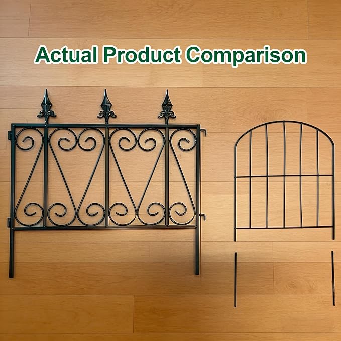 AMAGABELI GARDEN & HOME 5 Panels 24in(H)×10ft(L) 0.4 Inch Wire Diameter Decorative Garden Fences and Borders for Dogs No Dig Metal Garden Edging Border Animal Barrier Fencing for Flower Bed Yard Patio