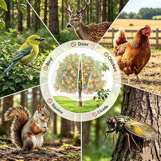 2-Pack 13x10FT Fruit Tree Netting BagsFruit Tree Netting with Zipper and Drawstring, Heavy Duty Bird Netting for Fruit Trees，Reusable Mesh Covers， Prevent Cicadas Bird Squirrel