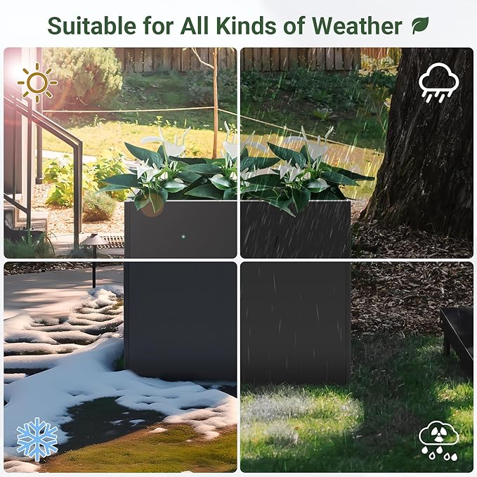 Metal Planter Box 30” x 12” x 24”, Heavy Duty Tall Rectangle Planter Box with with Drainage Holes & Rust-Proof Coating, Modern Outdoor/Indoor Black Planter Box for Porch, Garden, Patio, Yard