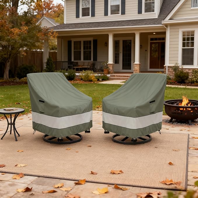 Patio Chair Covers Waterproof Patio Furniture Covers,30W x 34D x 38 H Inches Outdoor Swivel Chair Cover 4 Pack -Grayish Green