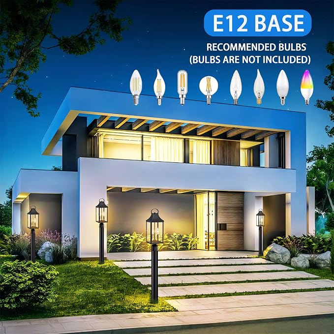18.62 Post Light Outdoor, Large 3-Light Lamp Post Light Fixture, Modern Pillar Outside Lighting Waterproof Post Lantern Lamp Outdoor Post Light Fixtures Pole Lights for Porch, 1 Pack