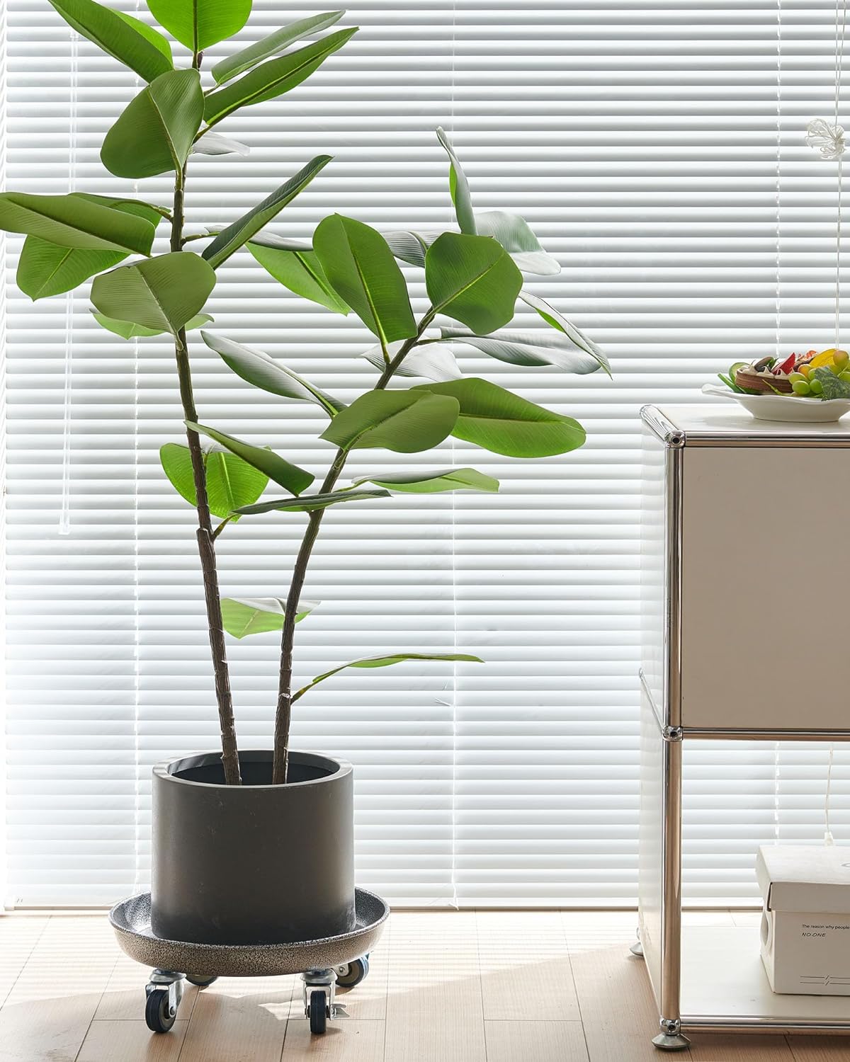 Choclaif Plant Caddy with Wheels,2 Pack Silver Heavy Duty Plant Stand with Universal Wheels,Round Pot Trolley for Indoor Outdoor 12inch