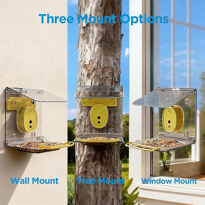 Smart Bird Feeder with Camera Solar Powered,2K UHD Video Live Stream,Easy Set Up,AI Bird Species Identification, Auto Capture Videos&5MP Photos,Instant Alerts,Gifts for Bird Lovers