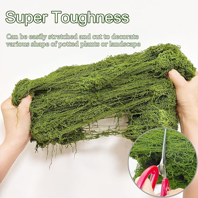 Fake Moss for Potted Plants,Green Moss for Crafts Artificial Floral Moss for Planters Green Moss Decor for DIY Table Centerpieces Faux Moss Filler for Indoor Outdoor Fairy Gardening Decor