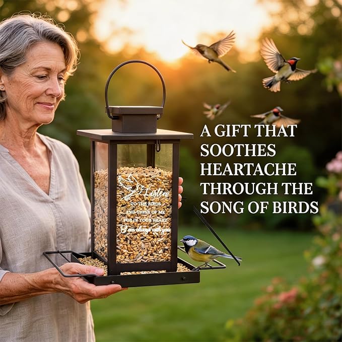 Memorial Bird Feeders for Outdoors, Sympathy Gifts for Loss of Loved One Dad Mom, Remembrance Condolences Bereavement Funeral Gift Idea, Grief Home Decor Sorry Loss Outside Garden