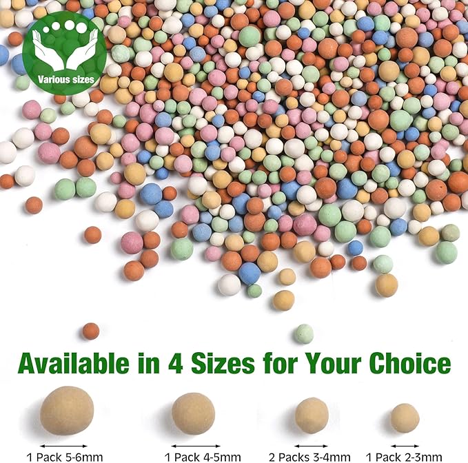 Beeveer 5.5 LBS Leca Clay Pebbles for Plants, Expanded Clay Balls Multi Color, Lightweight Hydroponics Growing Media for Succulents Orchids Aquaponics Drainage Potting Mix Decoration(2-6 mm)