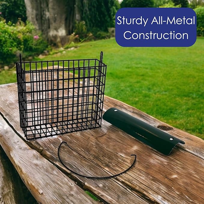 Large Suet Feeder - Metal Woodpecker Suet Cage with Metal Roof - Holds 1 Large Seed Cake