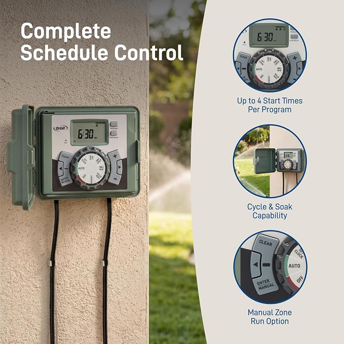 Orbit 57896 6-Station Outdoor Swing Panel Sprinkler System Timer