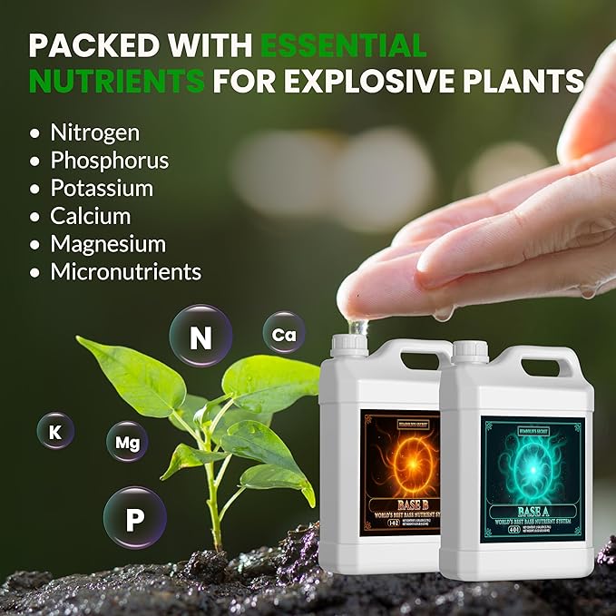 Humboldts Secret Base A & B Liquid Hydroponic Fertilizer | Complete Hydroponic Nutrients for Indoor and Outdoor Plants | Supports Healthy Vegetative Growth and Flowering Stage | 1 Gallon