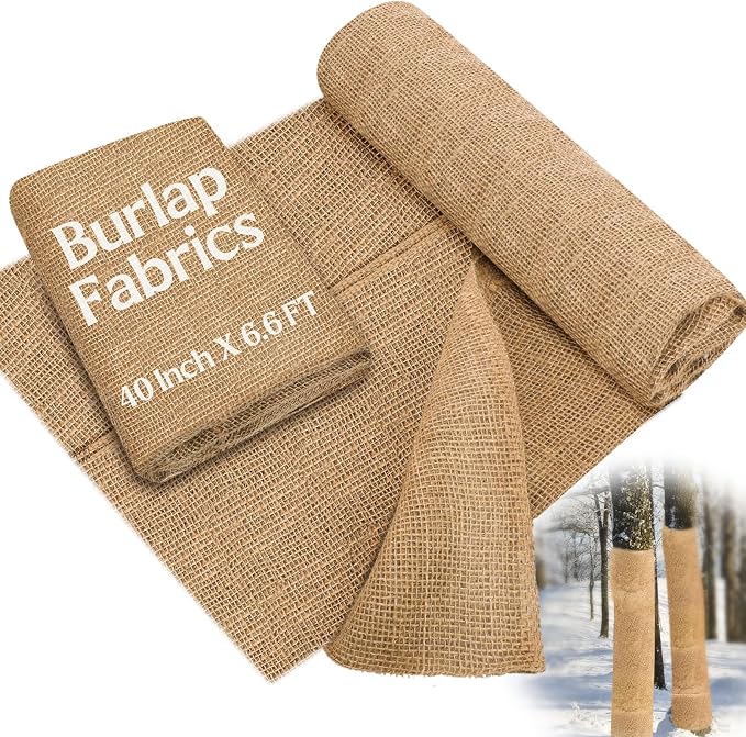 Buryeah 40 Inch x 6.6 ft Burlap Fabrics Roll Natural Burlap Garden Multipurpose Weed Barrier Garden Landscape Blankets Cloth Weed Barrier Fabric Jute for Outdoor Home Craft Shrubs Party Decor