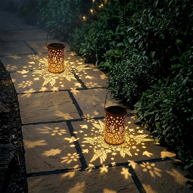 Solar Lanterns Outdoor Waterproof, Hummingbird Birthday Gifts for Women Mom Grandma, Garden Hanging Solar Lantern Lights for Patio