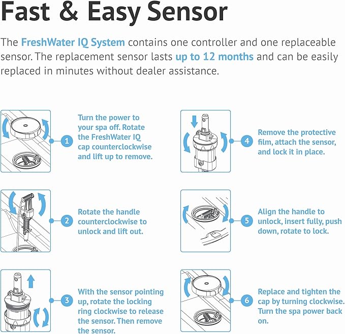 FreshWater Smart Monitoring Sensor - Smart Water Monitor for Spas & Hot Tubs - Smart Monitoring Sensor for Salt Systems - Sensor with Hourly Water Testing to Help Maintain Clean, Natural-Feeling Water