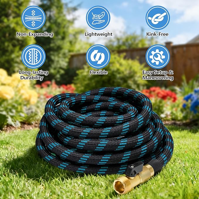 75 FT Non-Expandable Garden Hose, 2026 New Upgraded Flexible Water Hose, Ultra Lightweight Non-Expanding hoses with 10 Function Sprayer, Leak proof, Pressure Resistant for Yard, Outdoor