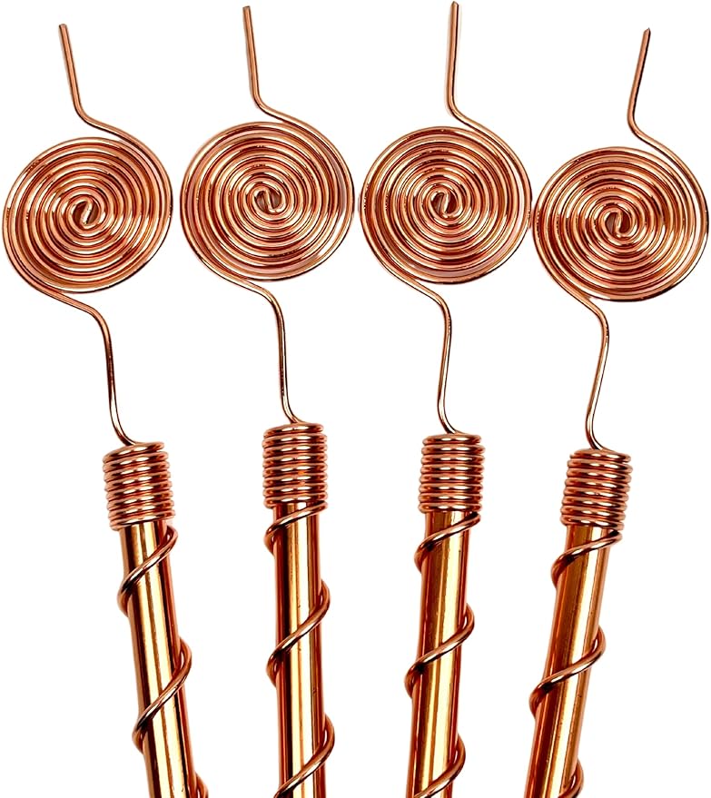 369 Spiral Copper Electroculture Antennas – 99.90% Pure Copper 369 Spirals for Organic Plant Growth, Soil Energy Boost & Root Development (4-Pack) – Eco-Friendly Gardening Tool