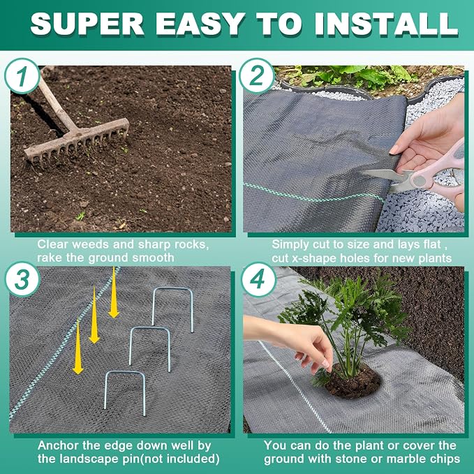 1.4FT x 100FT Weed Barrier Fabric 3.2OZ Heavy Duty, Narrow Permeable Weed Control Cloth for Garden Beds, Path, Flower Edging