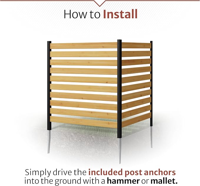 42in H x 38in W (2 Panels) No Dig Enclo Charleston Cedar Wood Privacy Screen, Ideal Outdoor Privacy Wall, Pool Equipment Enclosure, Trash Can Enclosures, Air Conditioner Fence, EC18009