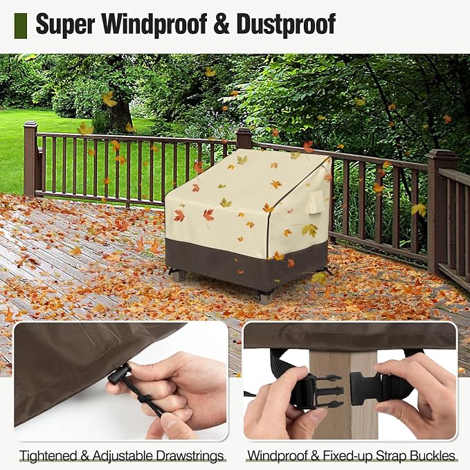 MR. COVER Patio Chair Covers Waterproof, Outdoor Furniture Covers for Rocking & Adirondack Chairs, Fits up to 32"W x 37"D x 36"H, Moisture-proof & UV-protection, Brown & Khaki, 2 Pack