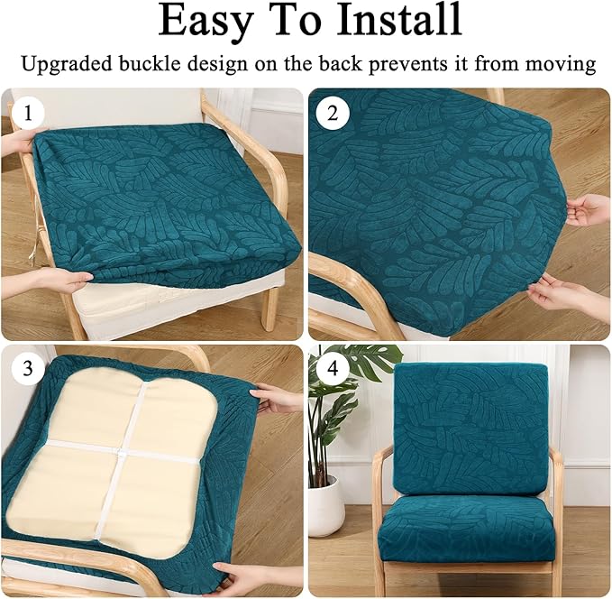 HEBE Stretch Patio Cushion Covers Set 8pcs,Waterproof Outdoor Couch Covers Replacement,Washable Reusable Seat Cushion Slipcovers for Patio Furniture Protector,Chair Cushion Cover