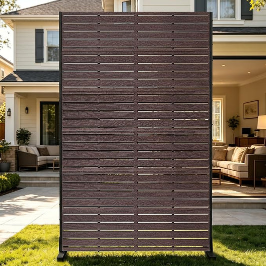 Outdoor Privacy Screen 72" H HDPE Decorative Freestanding Privacy Panel, Sandblasting Louvered Privacy Screens with Stand, Weather-Resistant Panel for Patio, Balcony, Backyard(6 Panels)