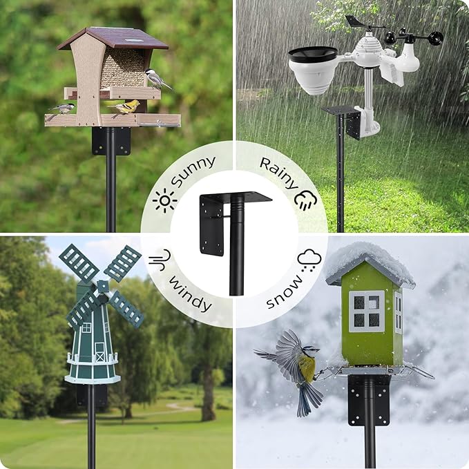 Bird House Pole,74 Inch Heavy Duty Bird Feeder Pole Mount Kit for Outdoors, 5-Prong Base, Splicing Adjustable Feeding Stand Station for Birds Watching,Weather Station (Birds House Not Included)