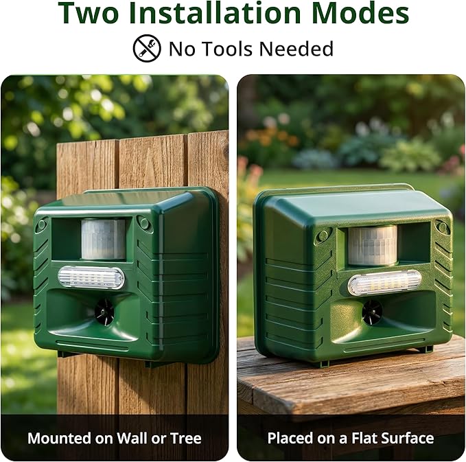ASPECTEK Yard Sentinel Ultrasonic Animal Repeller with Remote Control and Strobe Light, Motion Sensor Pest Deterrent for Deer, Raccoons, Bears, Coyotes and Skunks, Farm, Garden and Lawn Protection
