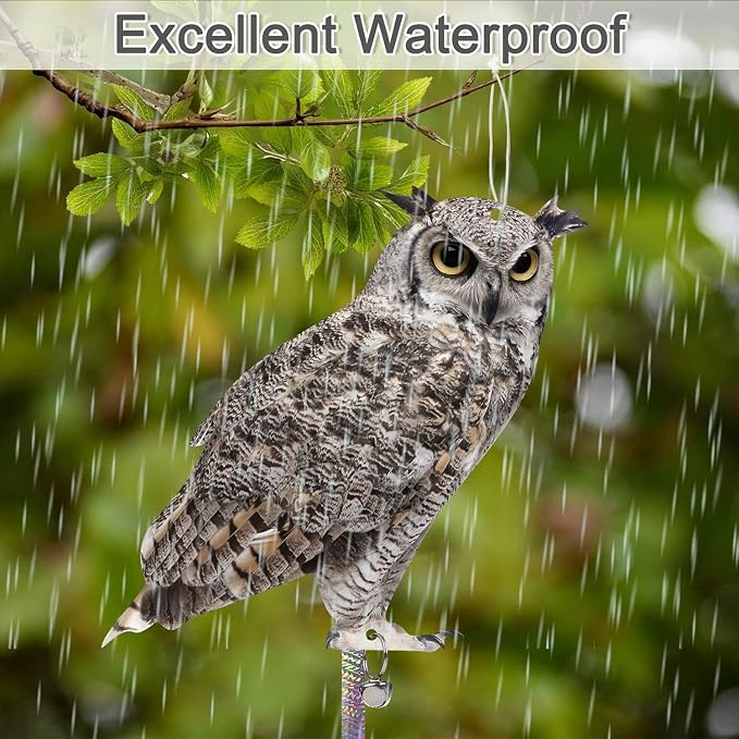 Owl to Scare Animals, 5 Pack Hanging Effective Owl Control Device to Keep Animals Pigeon Woodpecker Away from Outdoor Garden Yard