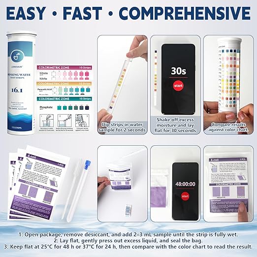 All-New 23 in 1 Drinking Water Testing Kit 158 Strips,Well Water Testing Kit & Water Test Strip for House Water for Hardness，Chlorine,Copper,Iron,Lead,pH and More