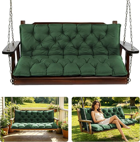 Porch Swing Cushions, 40x40 Inch Swing Cushions for Outdoor Furniture, Waterproof 2 Seater Patio Seat Cushion with Backrest, Replacement Bench Cushion for Glider, Settee, Forest Green