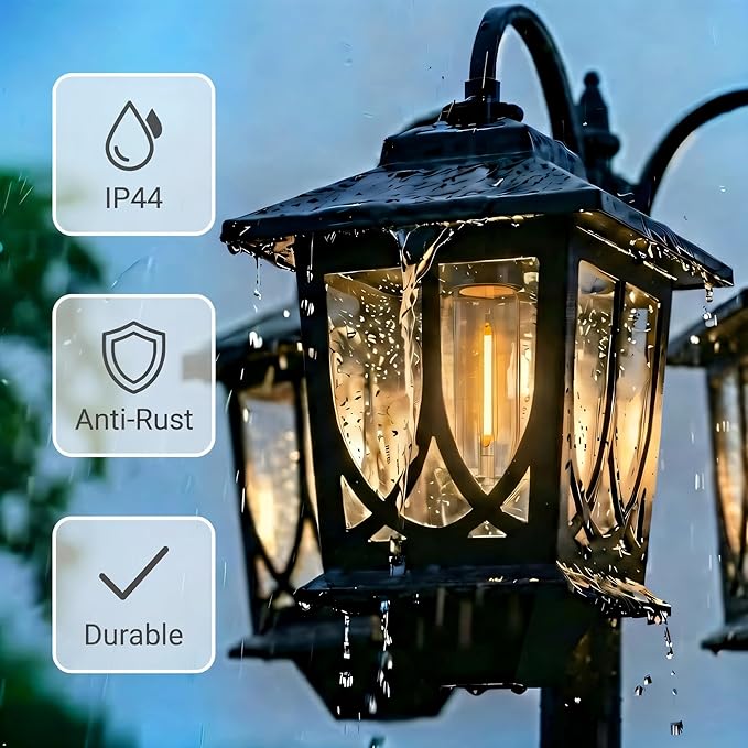 PEATOP 73” Solar Lamp Post Light Outdoor, 3-Head Aluminum Solar Post Light for Yard, Garden, Lawn, Pathway, 90Lm Dusk to Dawn Waterproof Solar Floor Lamp with Replaceable Bulbs, Warm White