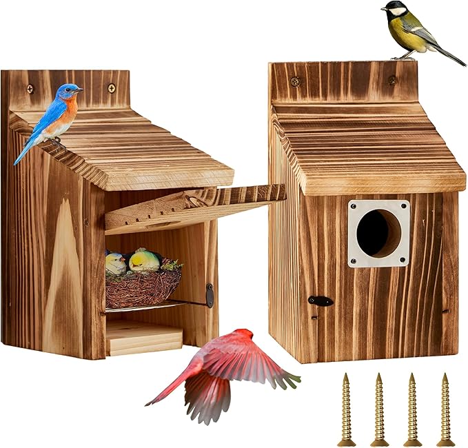 2 Pack Bird Houses for Outside, Outdoors Birdhouse Feeder for Bluebird,Cardinal,Purple Martin and Sparrow,Wooden Cedar Hanging Birds Nest,Easy to Clean,No Assembly Needed